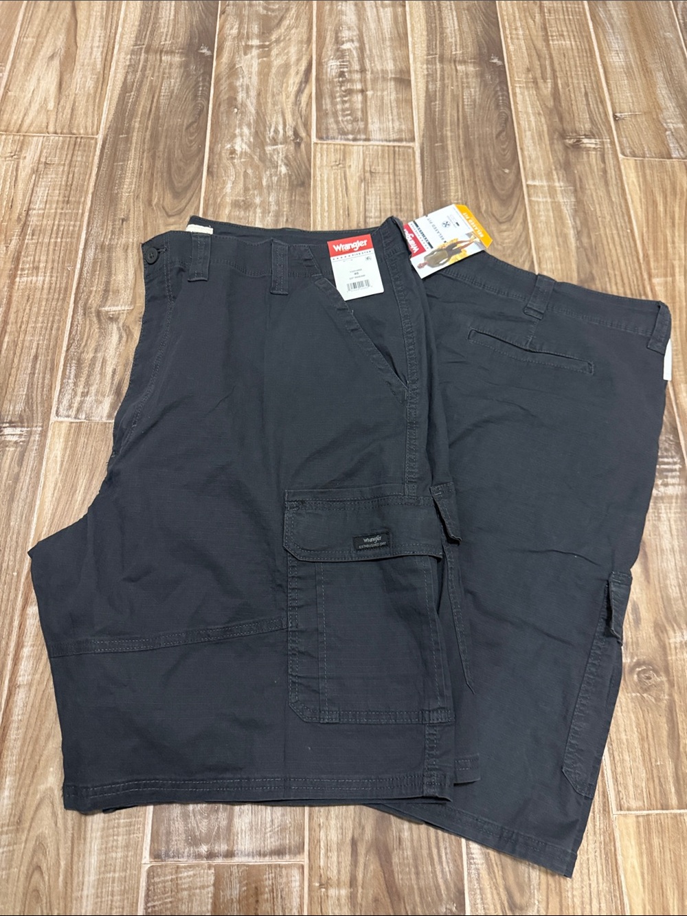 Two pair bundle Wrangler Black Cargo Shorts with Multi-Pocket Utility